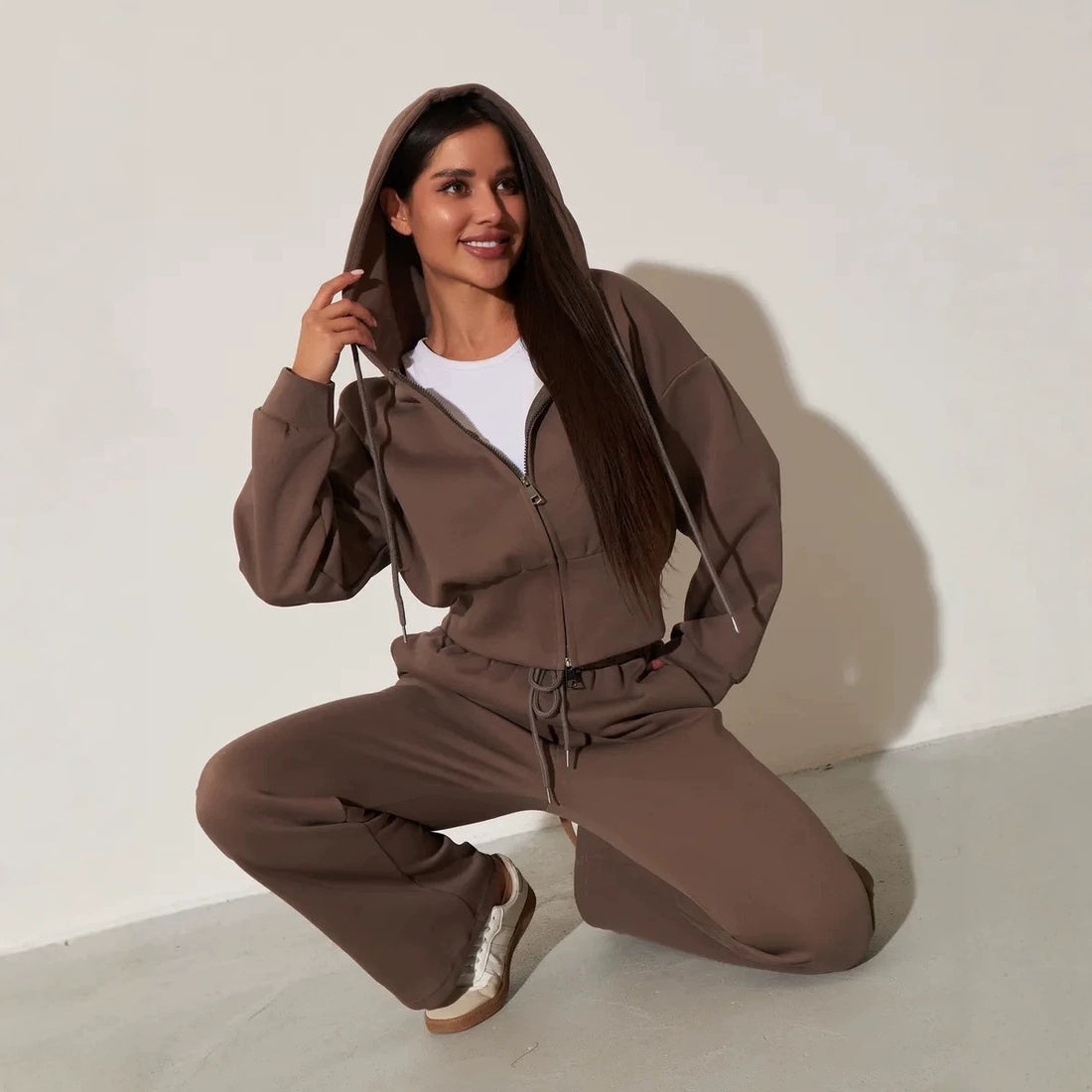 Coat and Wide-Leg Pants Set women&