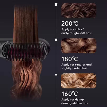 Wireless hair straightener brush for smooth hair