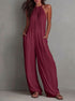 Wide Leg Backless Jumpsuit backless design