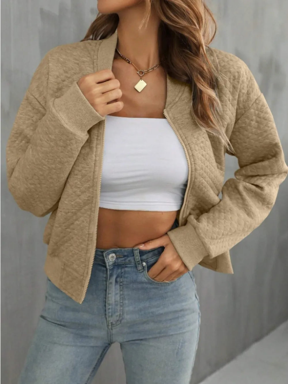 Zip Up Long Sleeve Jacket long sleeve design