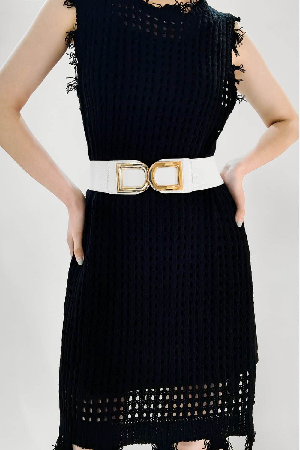 Double D Buckle PU Belt double buckle detail