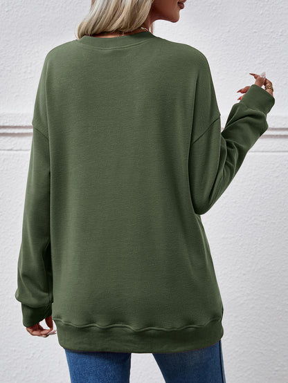 Dropped Shoulder Sweatshirt with Pockets dropped shoulder design