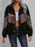 Embroidered Collared Snap Down Jacket women&