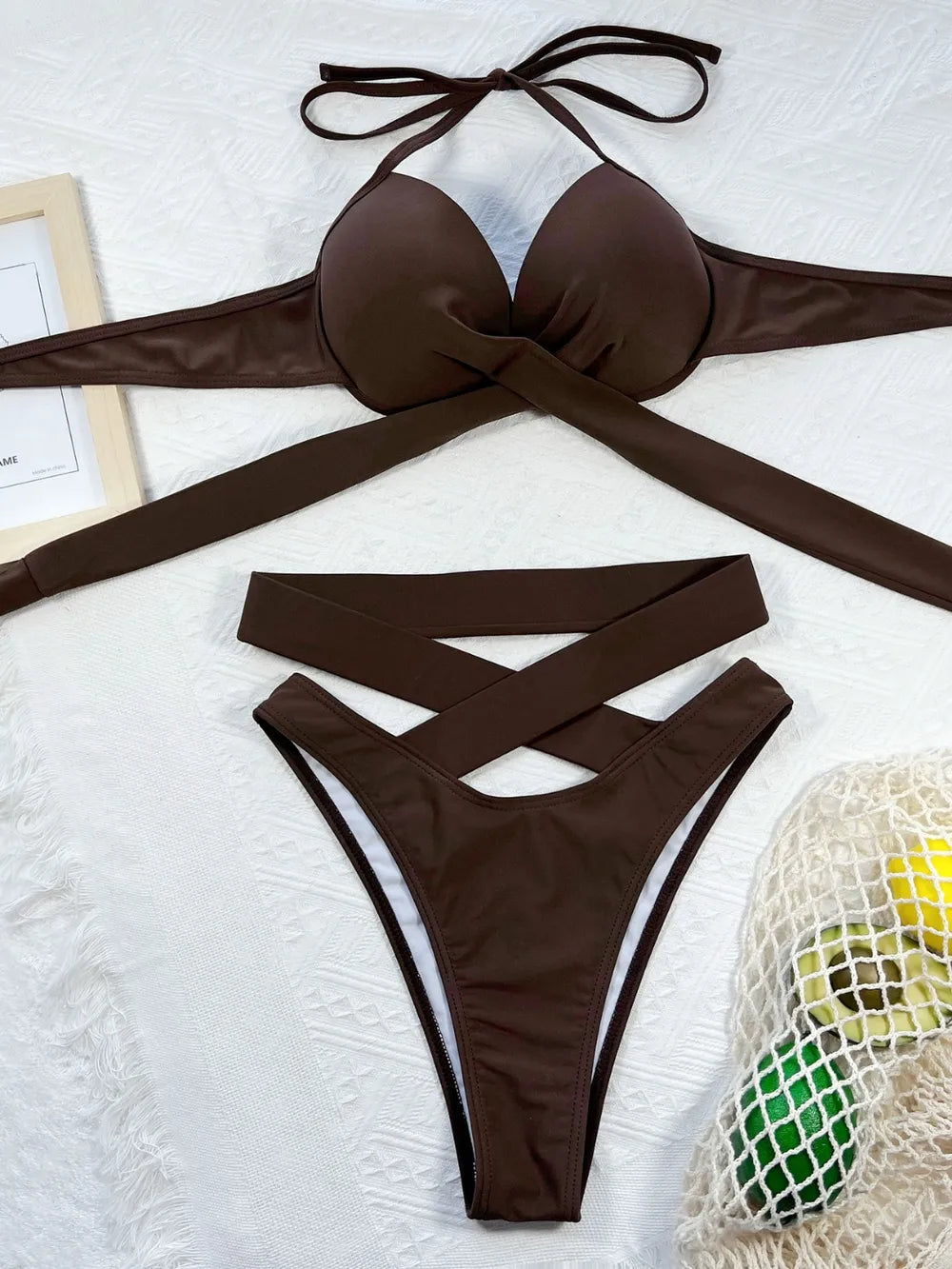 Crisscross Halter Neck Bikini Set halter neck