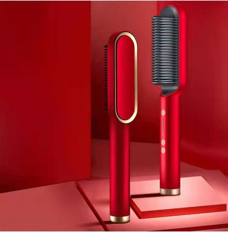 2-in-1 hair straightener and curling comb with swivel cord