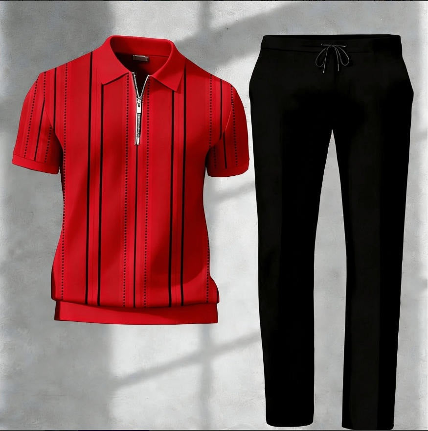 Mens 3D printed shirt and pants set casual outfit