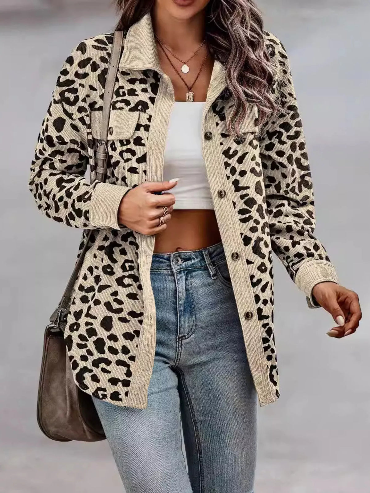 Plus Size Leopard Print Jacket leopard print design