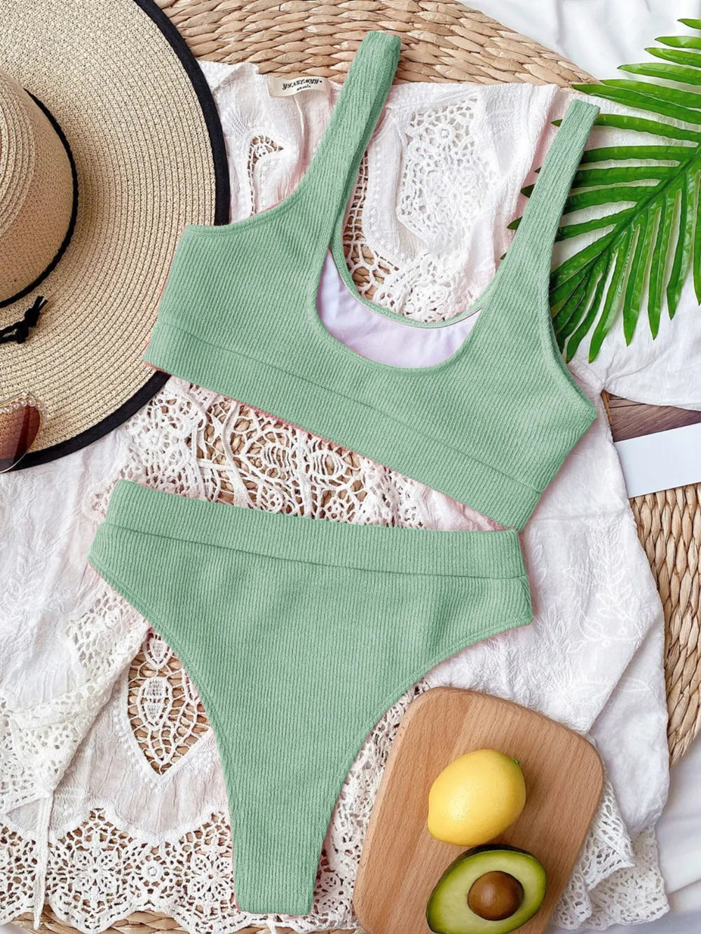 Scoop Neck Wide Strap Swim Set – Women&