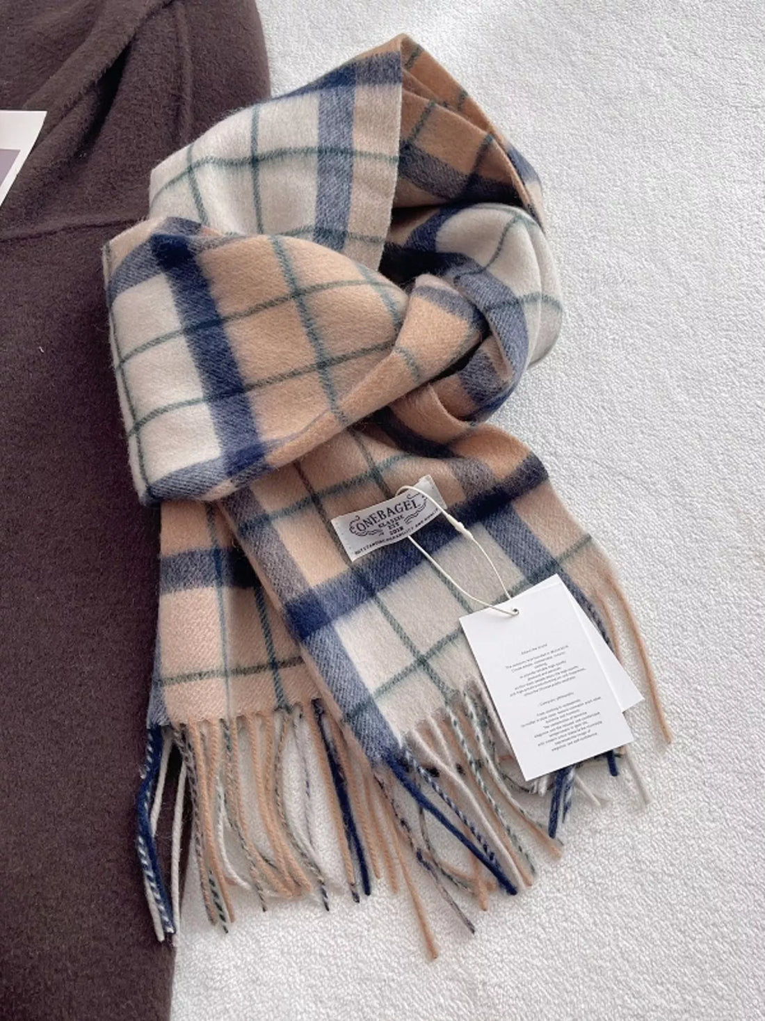 100 Wool Plaid Fringe Scarf wool fabric