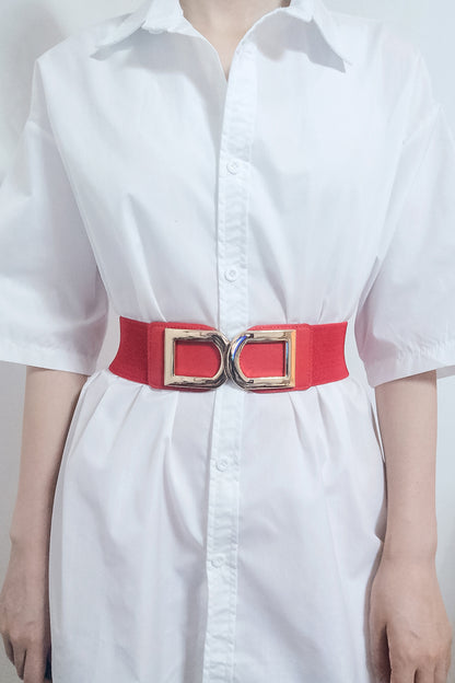 Double D Buckle PU Belt double buckle detail