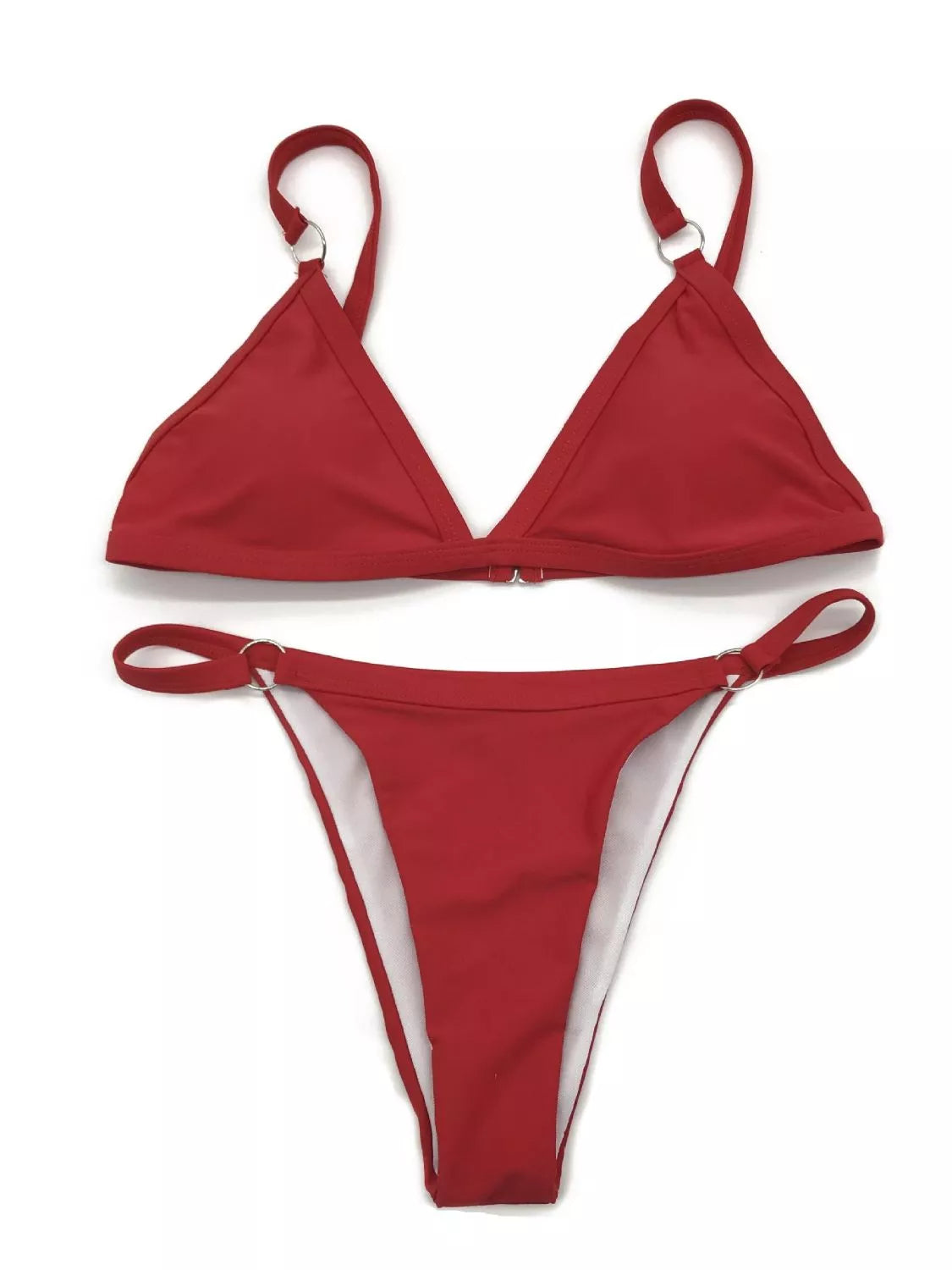 Solid Color Ring Detail Bikini Set ring detail