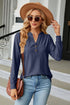 Notched Neck Buttoned Blouse long sleeve detail