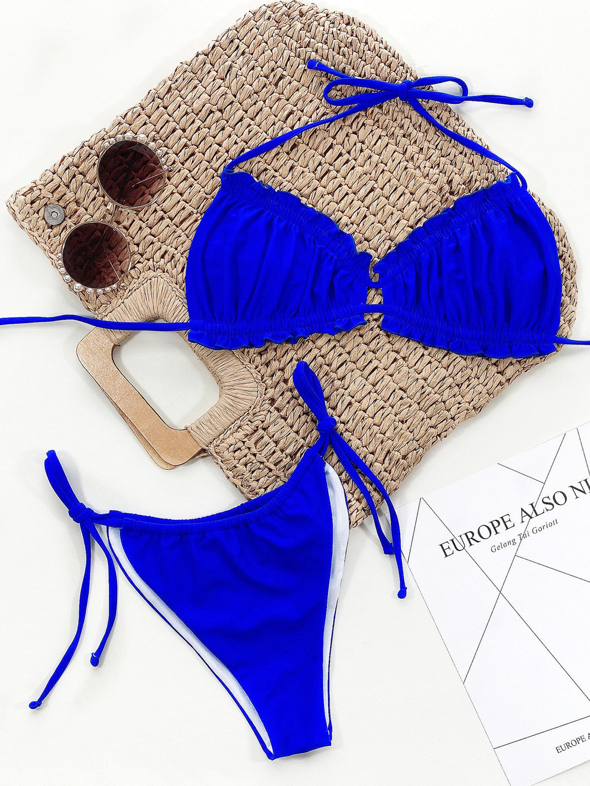 Frill Halter Neck Bikini Set – Women&