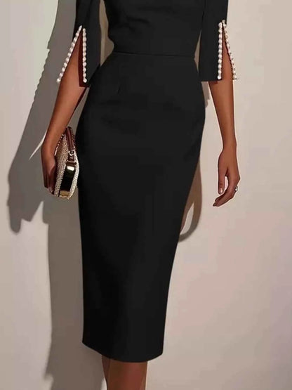Transform Your Style with Our Elegant Midi Dress with Slit Sleeves