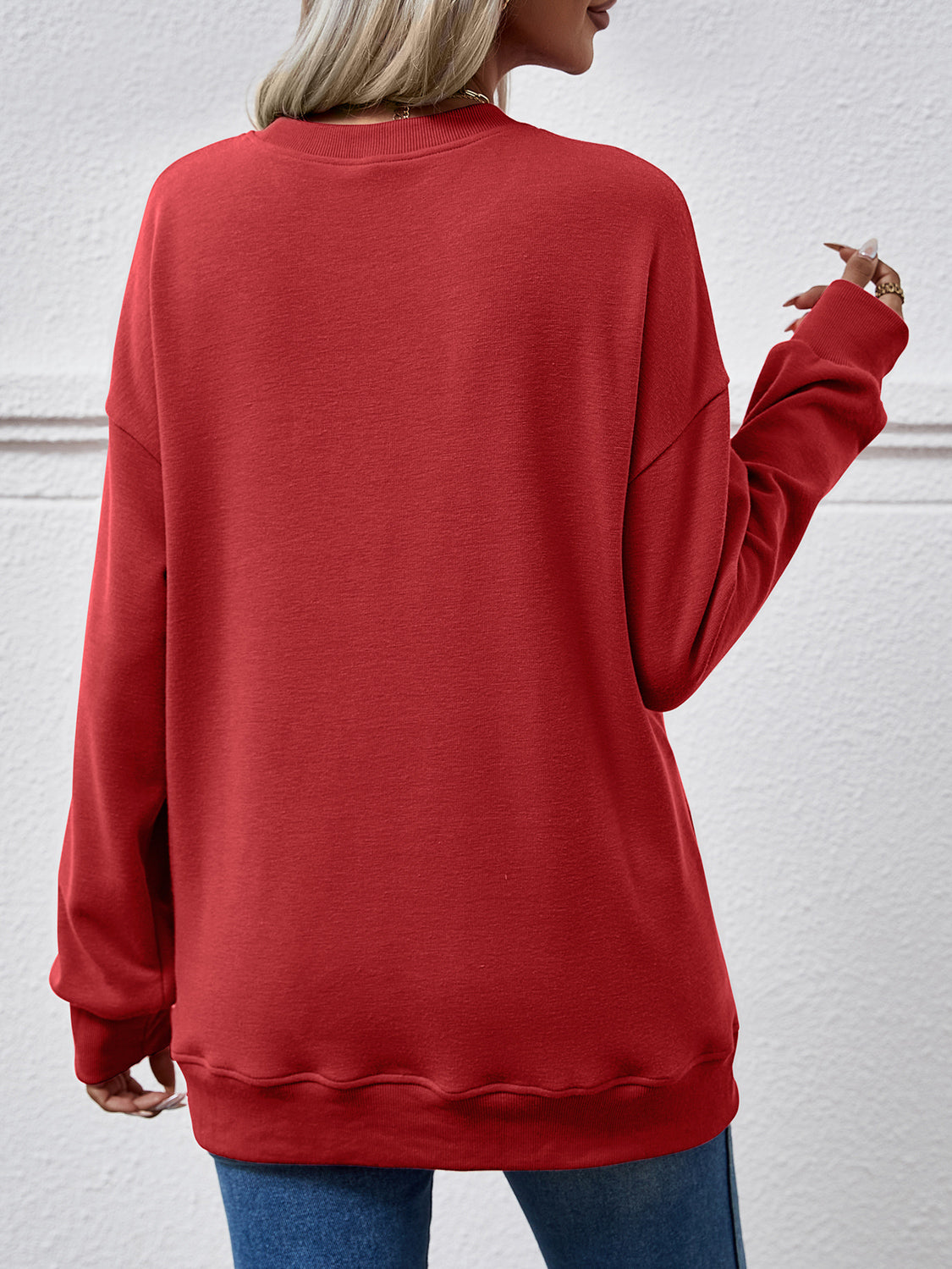 Dropped Shoulder Sweatshirt with Pockets dropped shoulder design
