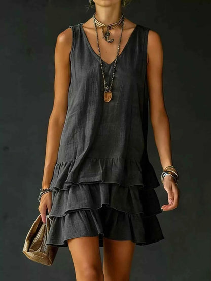 Elevate Your Wardrobe with Our Plus Size Ruffled Hem V-Neck Dress