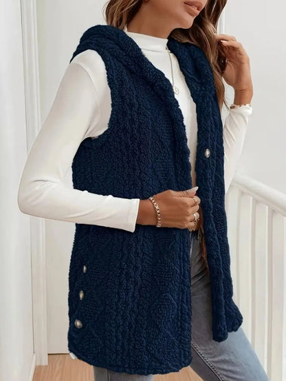 Hooded Sherpa Vest Coat women&