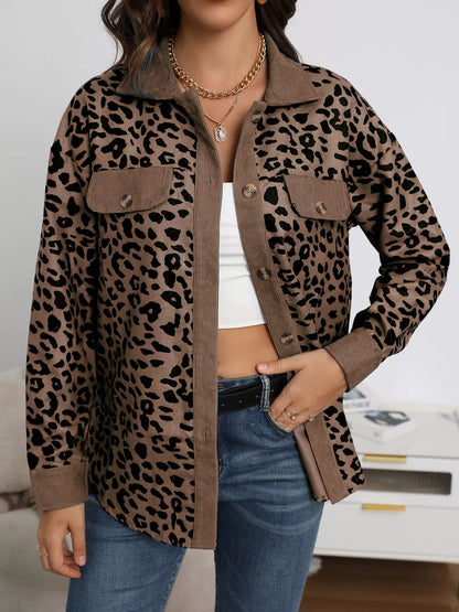 Plus Size Leopard Print Jacket leopard print design
