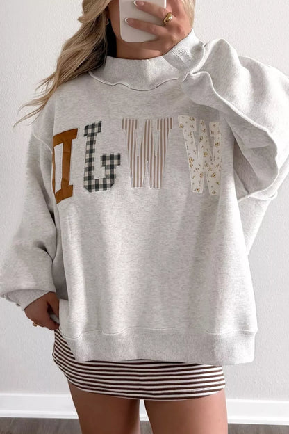 WWJD Mix Pattern Graphic Sweatshirt front view