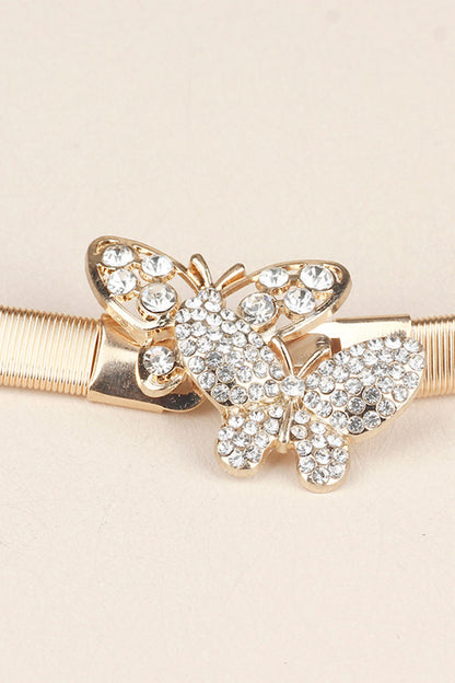 Rhinestone Butterfly Belt featuring a sparkling butterfly design on a gold band, perfect fashion accessory.