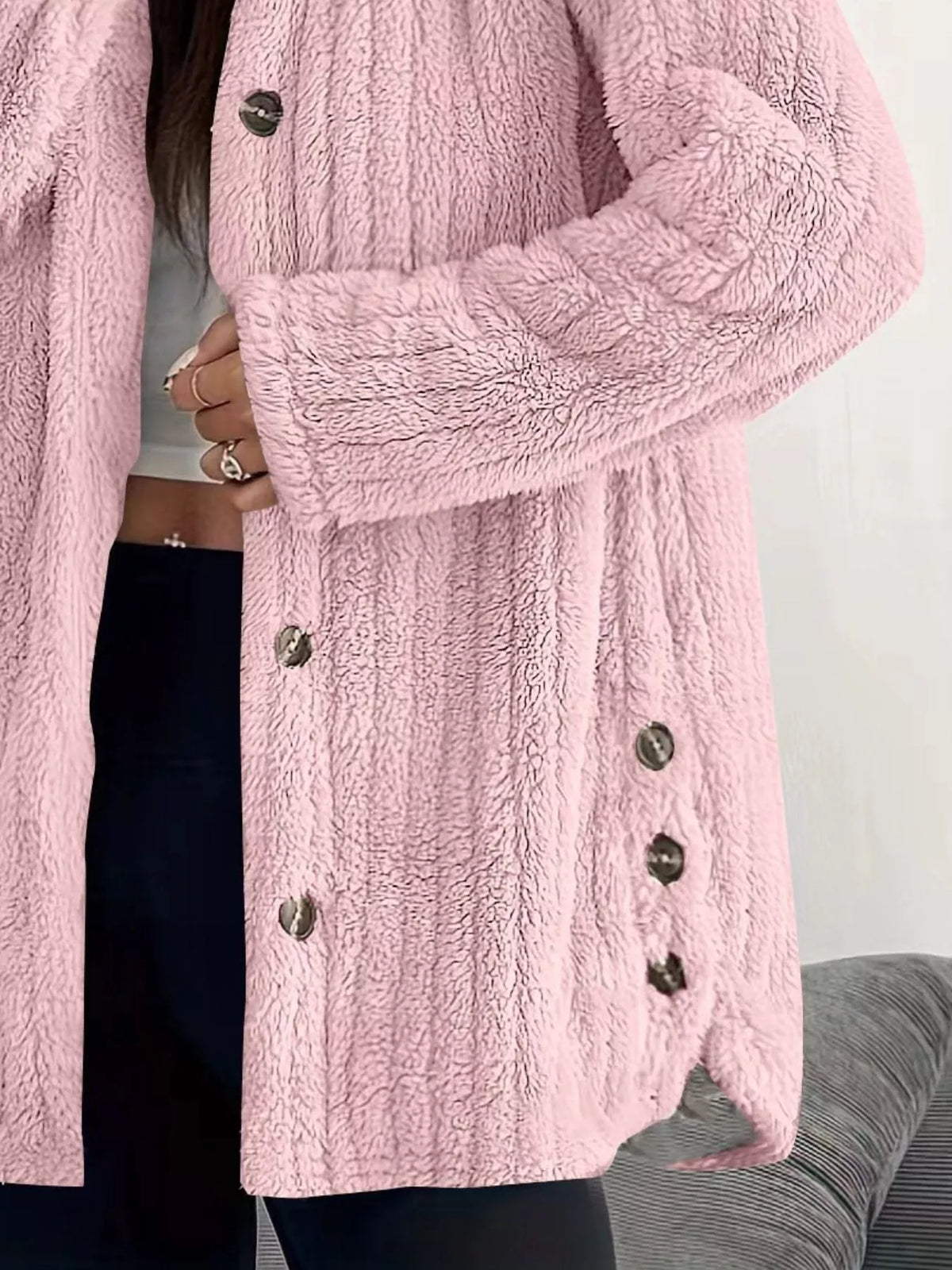 Plus Size Fleece Hooded Jacket women&