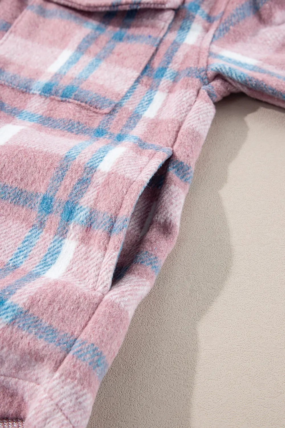 Stylish Plaid Shacket with Pockets plaid pattern
