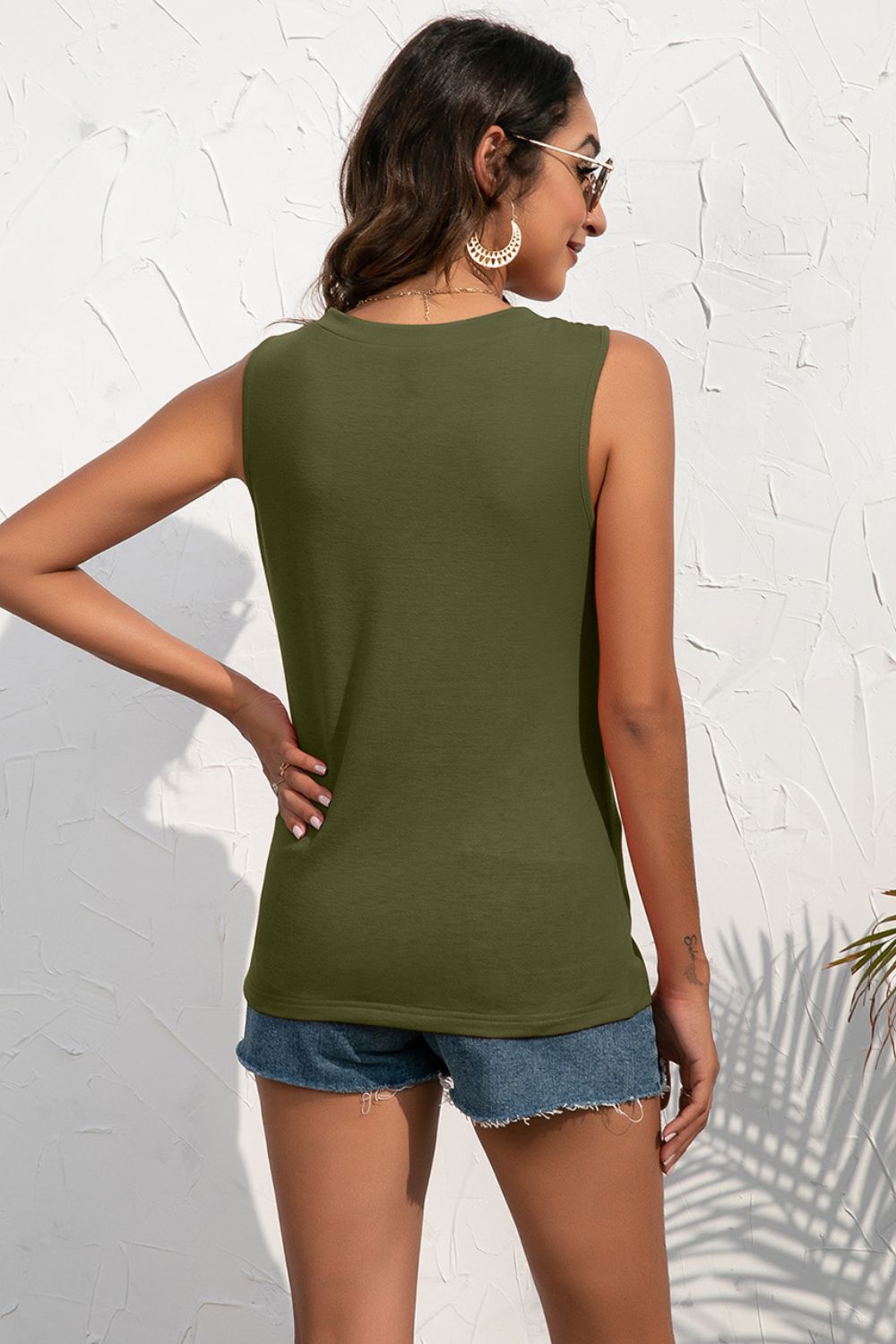 Ivy Lane Deep V Tank decorative button detail