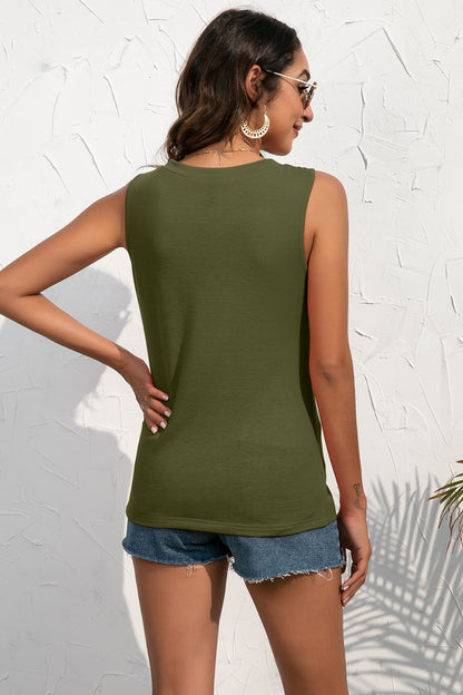 Ivy Lane Deep V Tank decorative button detail