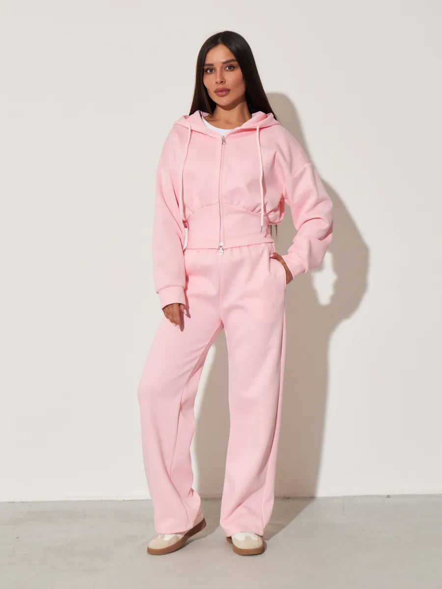 Coat and Wide-Leg Pants Set women&