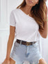 Asymmetrical Short Sleeve Top styled outfit