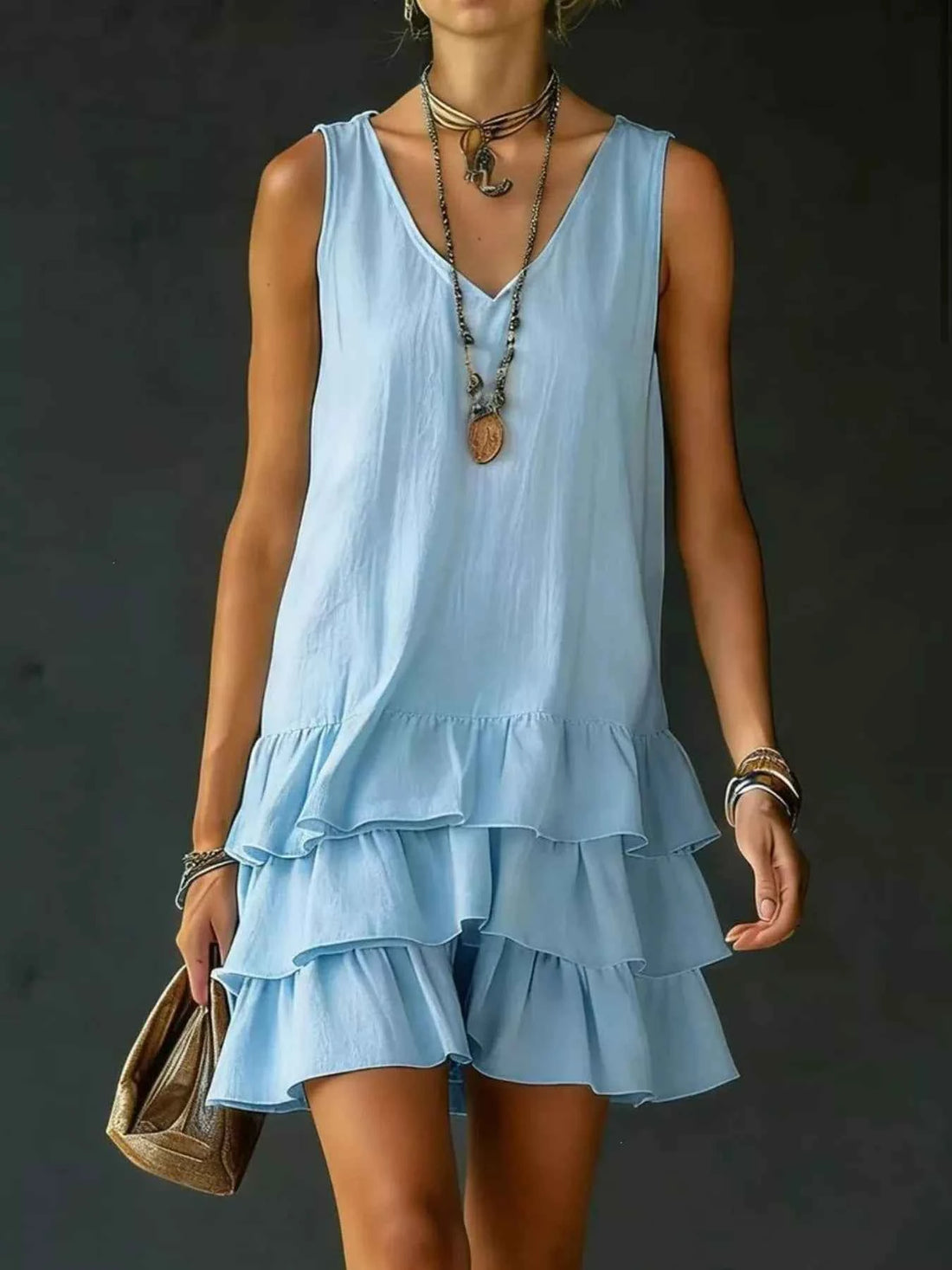 Elevate Your Wardrobe with Our Plus Size Ruffled Hem V-Neck Dress