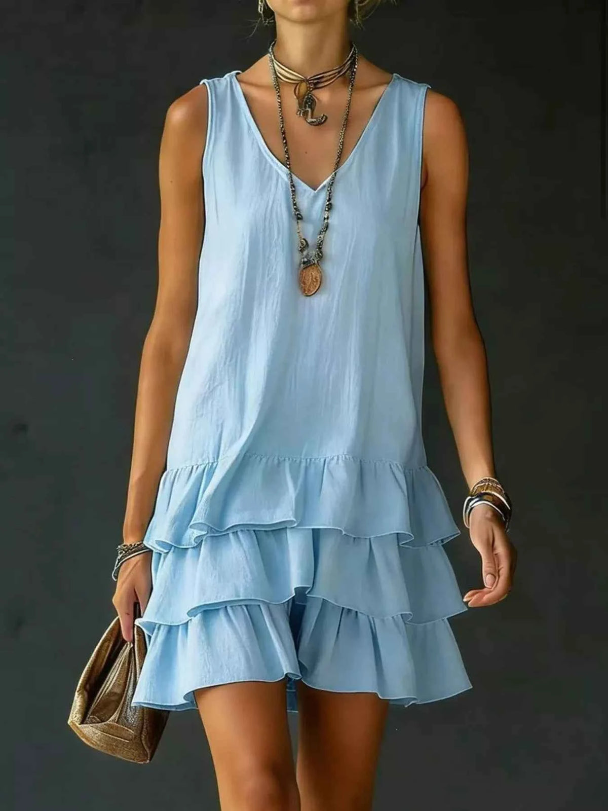Elevate Your Wardrobe with Our Plus Size Ruffled Hem V-Neck Dress