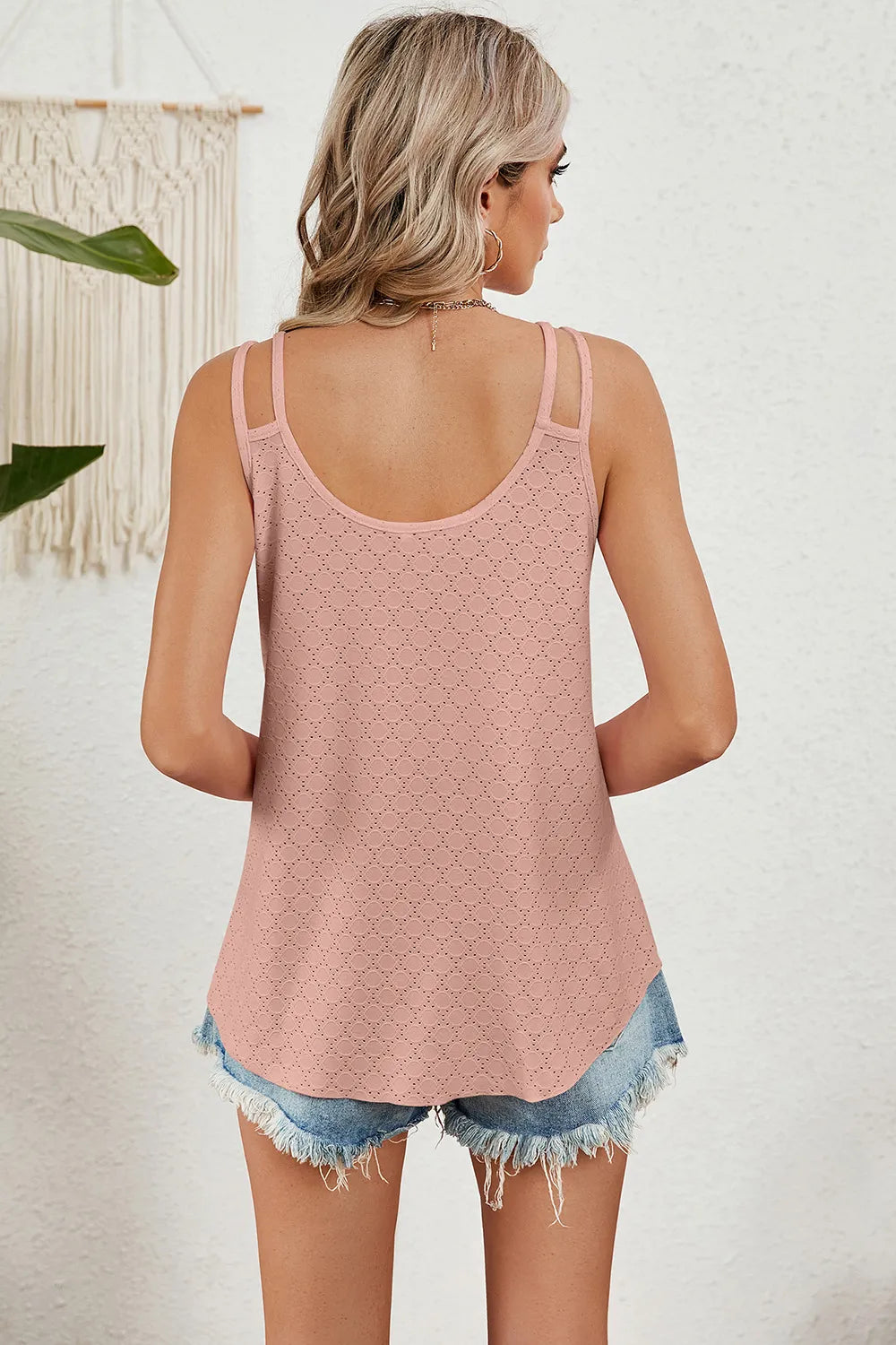 Eyelet V-Neck Spaghetti Strap Cami spaghetti straps