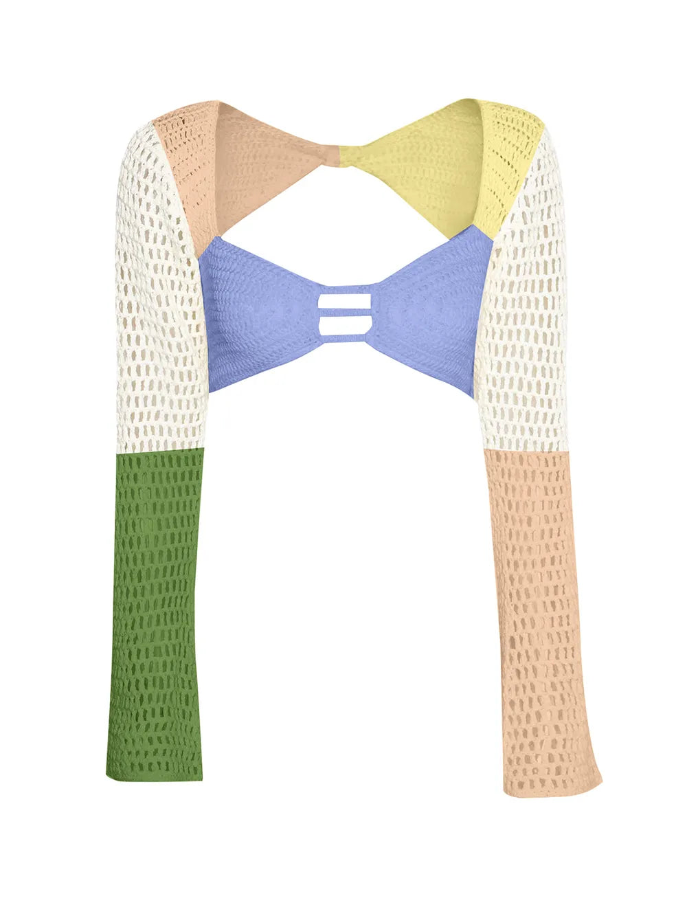 Tied Long Sleeve Cover Up Set openwork design