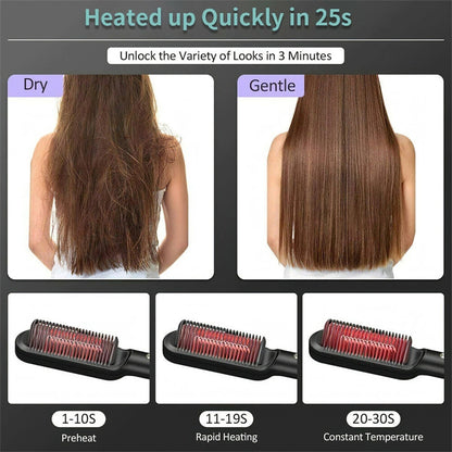 2-in-1 hair straightener and curling comb with ceramic design