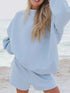 Stay Cozy and Stylish with Our Relaxed Fit Sweatshirt and Shorts Set