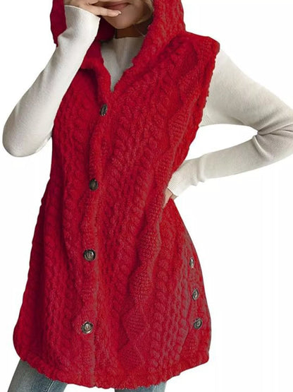Hooded Sherpa Vest Coat women&