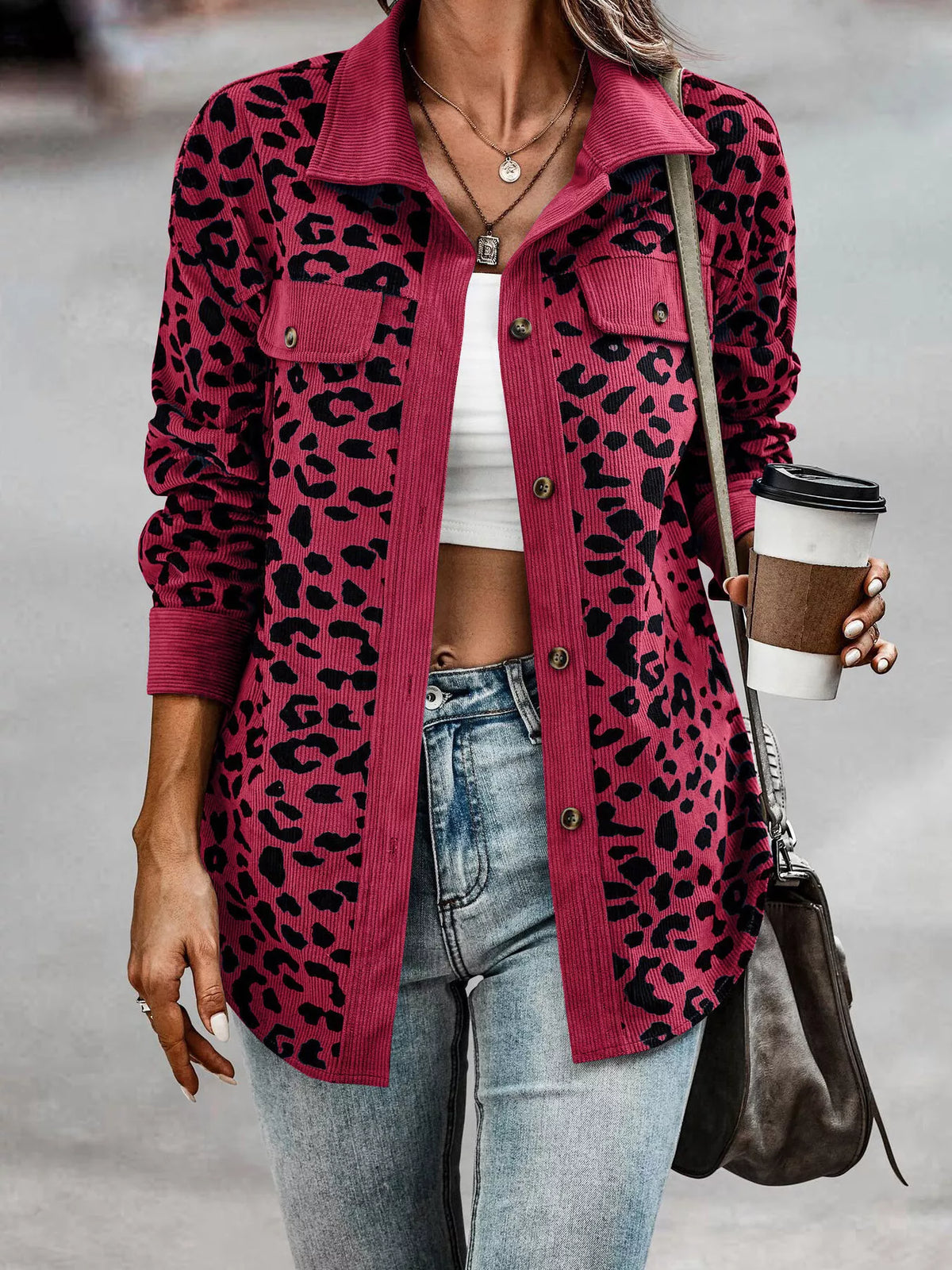 Plus Size Leopard Print Jacket leopard print design