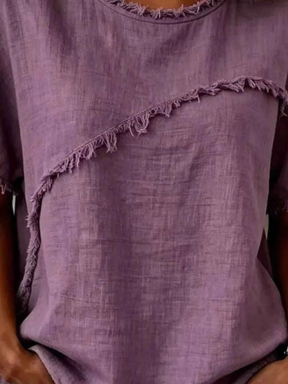 Upgrade Your Look with Our Plus Size Frayed Hem Top for Effortless Chic