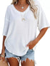 Waffle knit v-neck t-shirt casual outfit