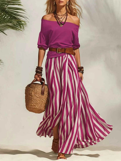 Stylish Off Shoulder Maxi Skirt Set for Effortless Fashion