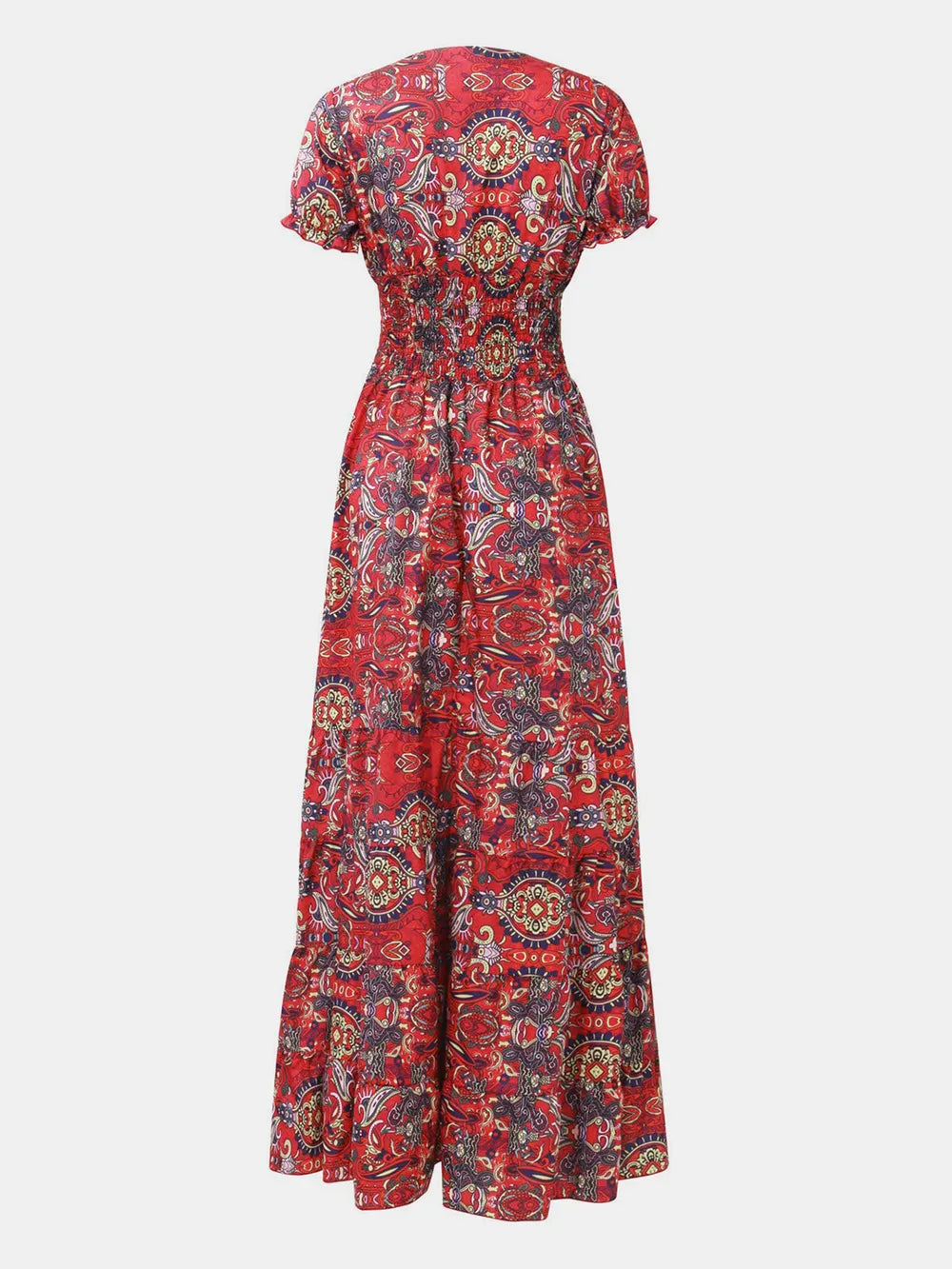 Smocked v-neck short sleeve dress smocked detail