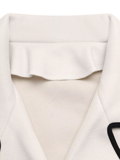 Contrast Trim Double-Breasted Jacket women&
