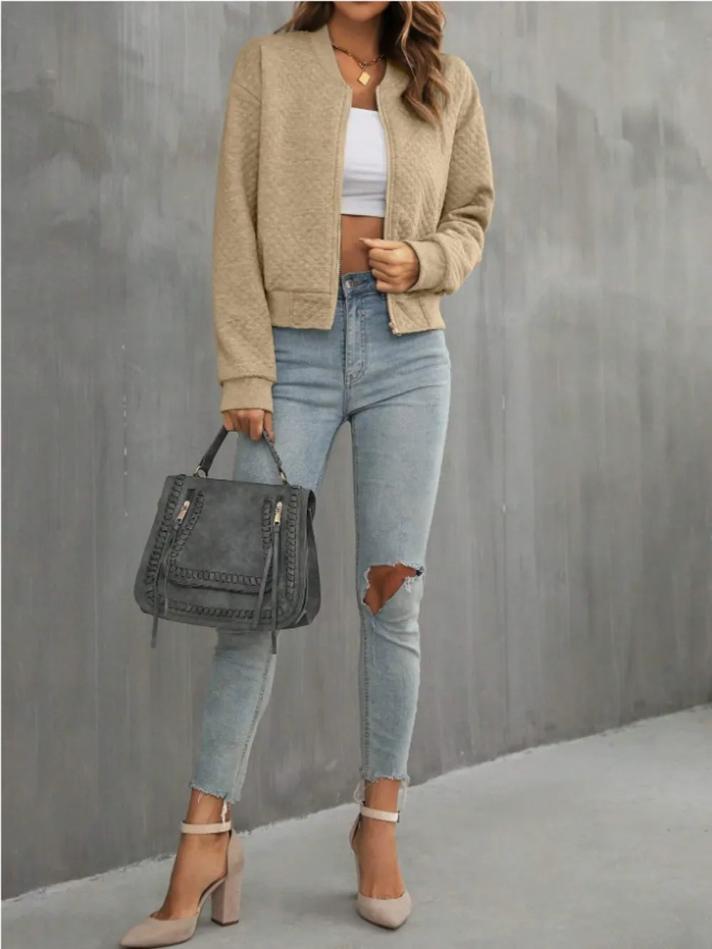 Zip Up Long Sleeve Jacket long sleeve design