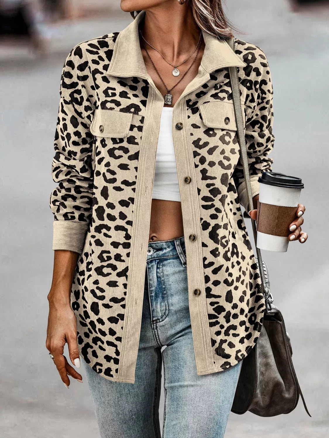 Plus Size Leopard Print Jacket leopard print design