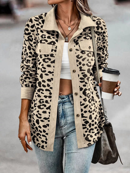 Plus Size Leopard Print Jacket leopard print design