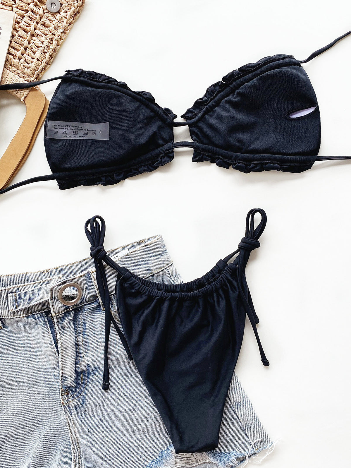 Frill Halter Neck Bikini Set – Women&