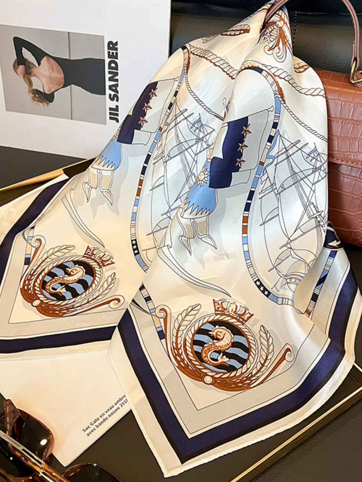 Nautical Print Silk Scarf silk fabric