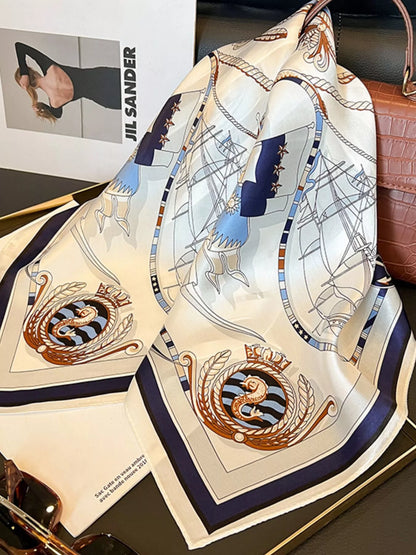 Nautical Print Silk Scarf silk fabric