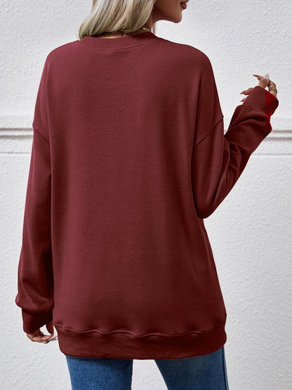 Dropped Shoulder Sweatshirt with Pockets dropped shoulder design